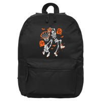 Spooky Skeleton Dunking Basketball Graveyard Halloween 16 in Basic Backpack
