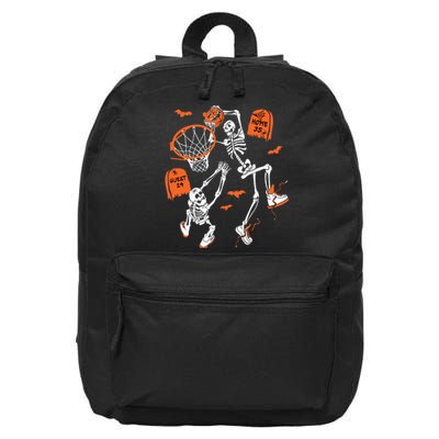 Spooky Skeleton Dunking Basketball Graveyard Halloween 16 in Basic Backpack