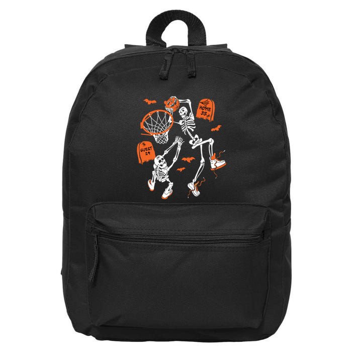 Spooky Skeleton Dunking Basketball Graveyard Halloween 16 in Basic Backpack