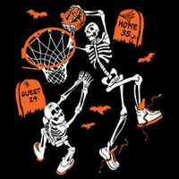 Spooky Skeleton Dunking Basketball Graveyard Halloween 16 in Basic Backpack
