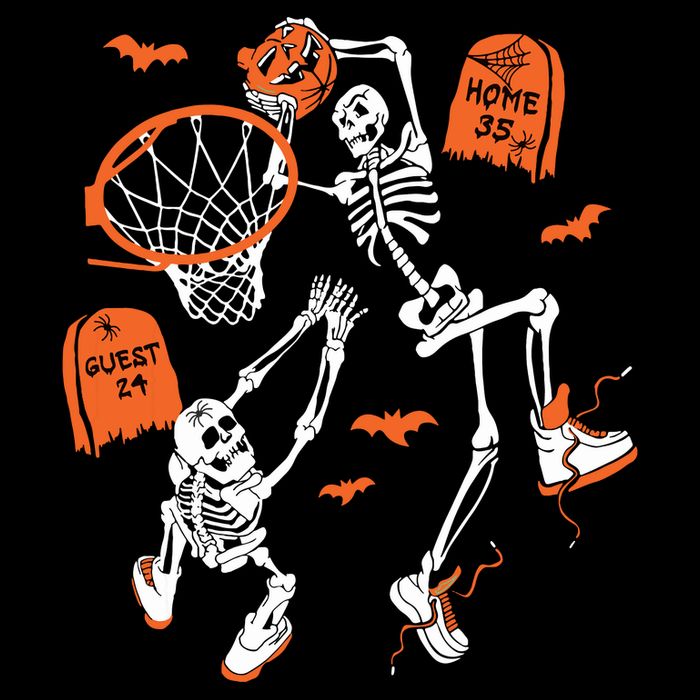 Spooky Skeleton Dunking Basketball Graveyard Halloween 16 in Basic Backpack