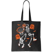 Spooky Skeleton Dunking Basketball Graveyard Halloween Tote Bag