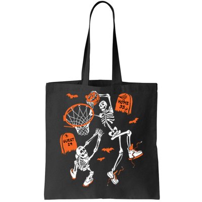 Spooky Skeleton Dunking Basketball Graveyard Halloween Tote Bag