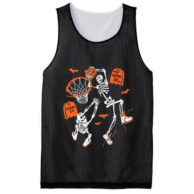 Spooky Skeleton Dunking Basketball Graveyard Halloween Mesh Reversible Basketball Jersey Tank