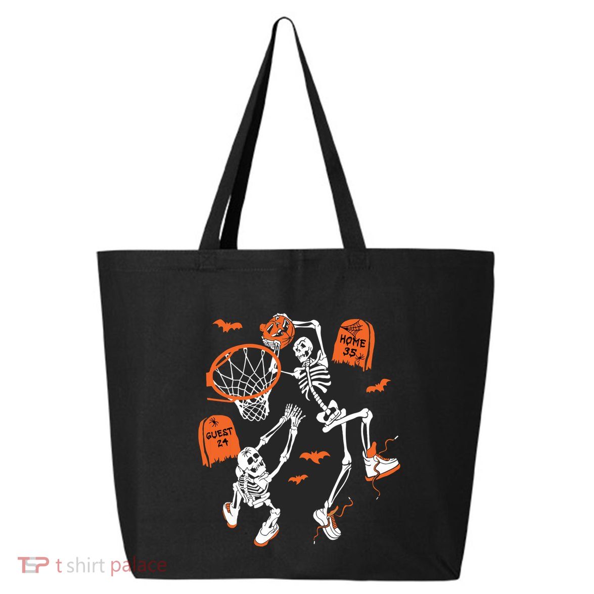 Spooky Skeleton Dunking Basketball Graveyard Halloween 25L Jumbo Tote