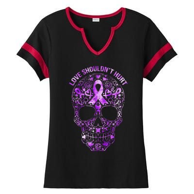 Sugar Skull Domestic Violence Awareness Ladies Halftime Notch Neck Tee