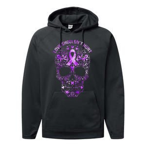 Sugar Skull Domestic Violence Awareness Performance Fleece Hoodie