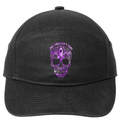 Sugar Skull Domestic Violence Awareness 7-Panel Snapback Hat