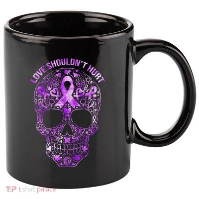 Sugar Skull Domestic Violence Awareness 11oz C Handle Ceramic Mug
