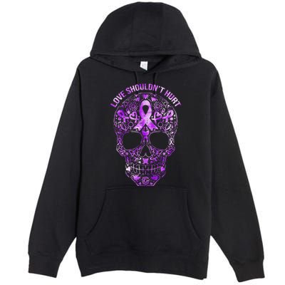 Sugar Skull Domestic Violence Awareness Premium Pullover Hoodie