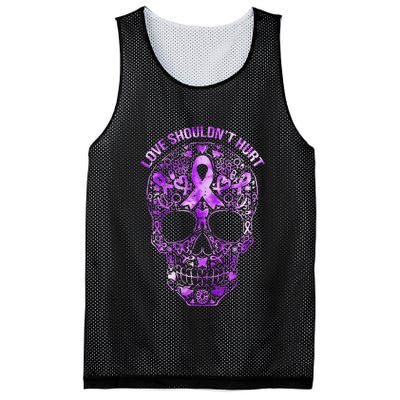 Sugar Skull Domestic Violence Awareness Mesh Reversible Basketball Jersey Tank