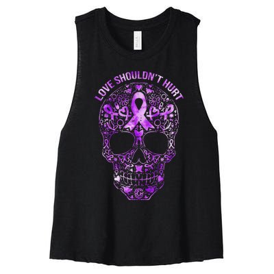 Sugar Skull Domestic Violence Awareness Women's Racerback Cropped Tank