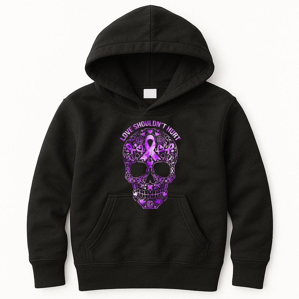 Sugar Skull Domestic Violence Awareness Kids Hoodie