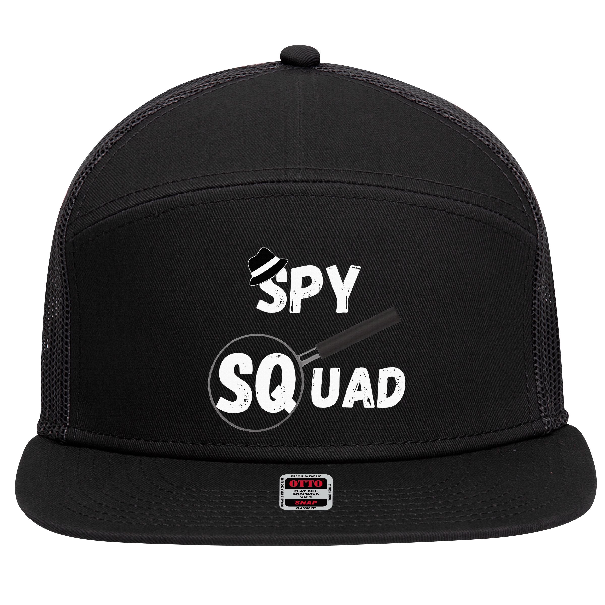 Spy Squad Detective Team Spying Crew Investigate Espionage 7 Panel Mesh Trucker Snapback Hat