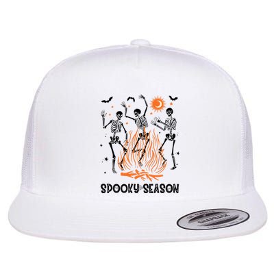 Spooky Season Dancing Skeleton Halloween Costume Funny Cute Flat Bill Trucker Hat