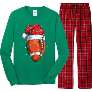 Santa Sports Design For Christmas Football Player Long Sleeve Pajama Set