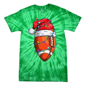 Santa Sports Design For Christmas Football Player Tie-Dye T-Shirt