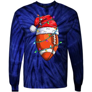 Santa Sports Design For Christmas Football Player Tie-Dye Long Sleeve Shirt