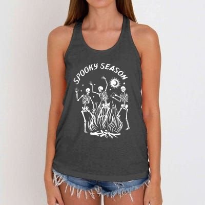 Spooky Season Dancing Skeleton Halloween Costume Women's Knotted Racerback Tank