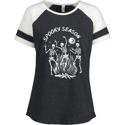 Spooky Season Dancing Skeleton Halloween Costume Enza Ladies Jersey Colorblock Tee