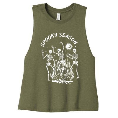 Spooky Season Dancing Skeleton Halloween Costume Women's Racerback Cropped Tank