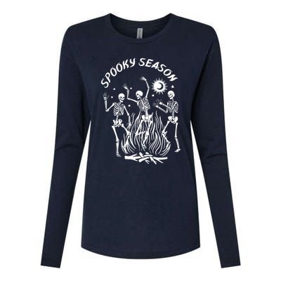 Spooky Season Dancing Skeleton Halloween Costume Womens Cotton Relaxed Long Sleeve T-Shirt