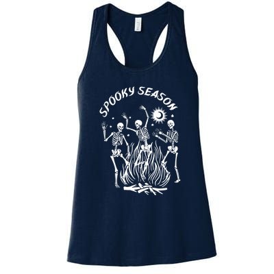 Spooky Season Dancing Skeleton Halloween Costume Women's Racerback Tank