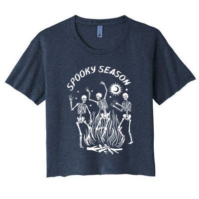 Spooky Season Dancing Skeleton Halloween Costume Women's Crop Top Tee