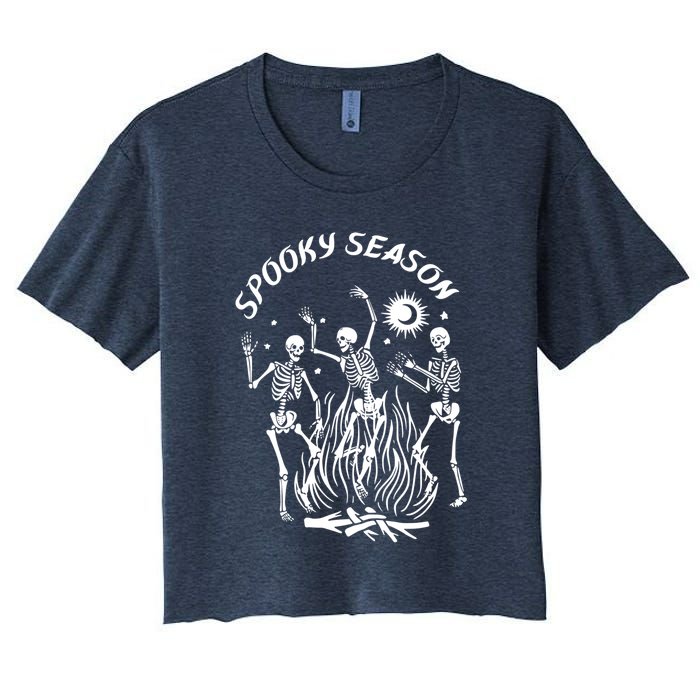 Spooky Season Dancing Skeleton Halloween Costume Women's Crop Top Tee