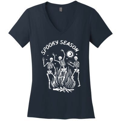 Spooky Season Dancing Skeleton Halloween Costume Women's V-Neck T-Shirt