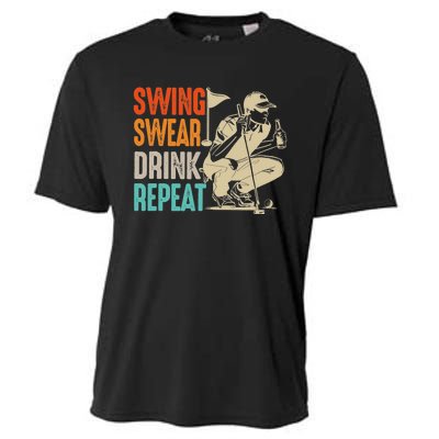 Swing Swear Drink Repeat Love Golf  Golf Enthusiast Cooling Performance Crew T-Shirt