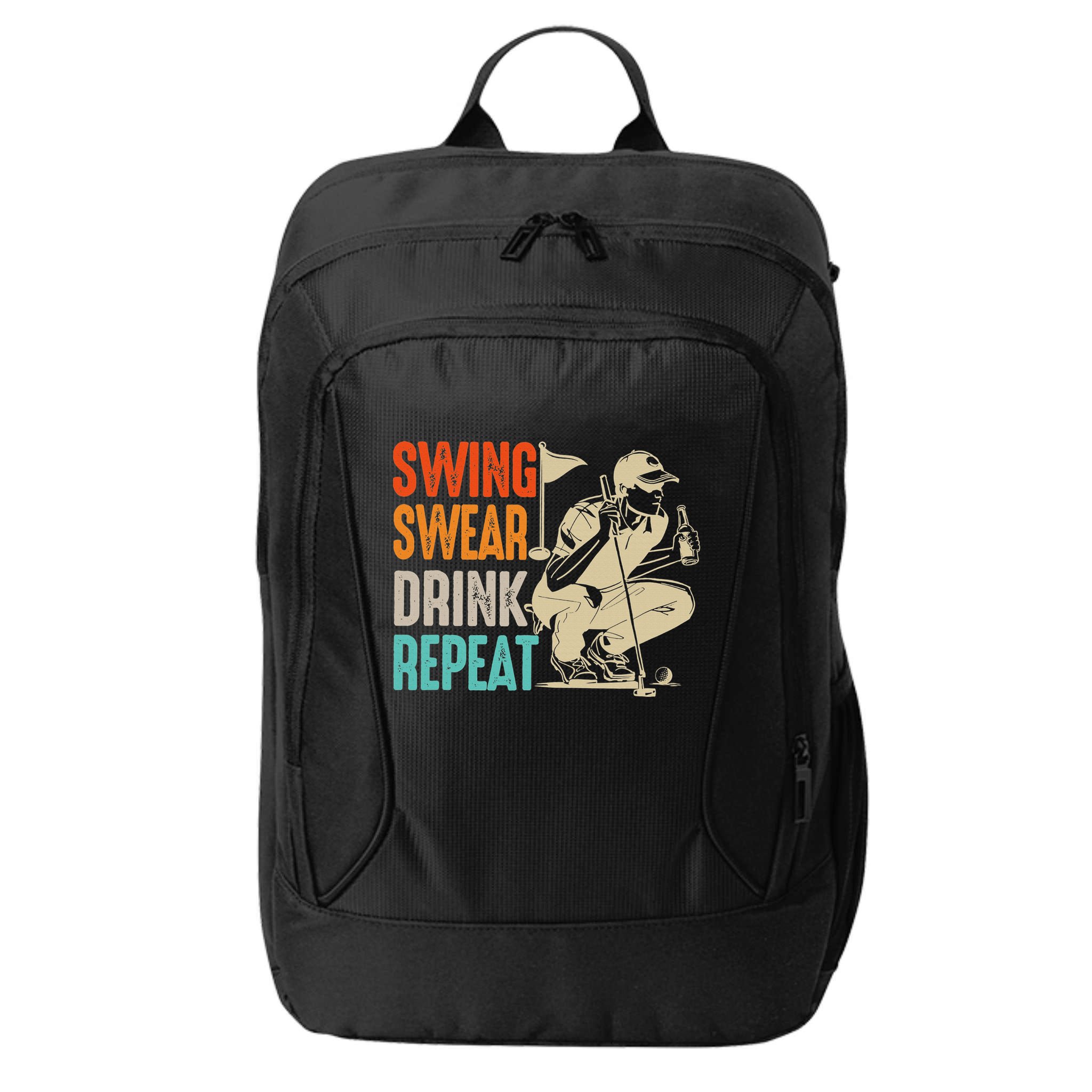 Swing Swear Drink Repeat Love Golf  Golf Enthusiast City Backpack