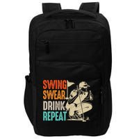 Swing Swear Drink Repeat Love Golf  Golf Enthusiast Impact Tech Backpack