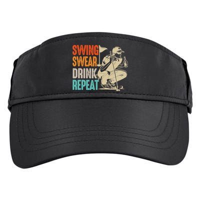 Swing Swear Drink Repeat Love Golf  Golf Enthusiast Adult Drive Performance Visor