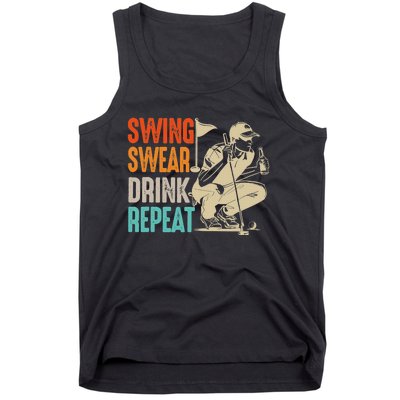 Swing Swear Drink Repeat Love Golf  Golf Enthusiast Tank Top