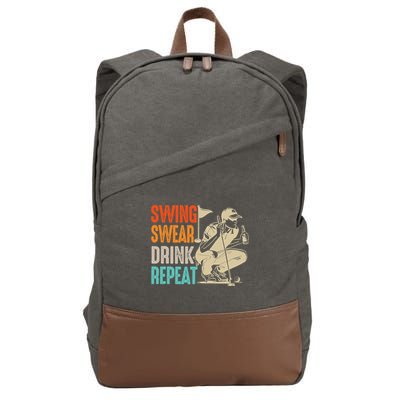 Swing Swear Drink Repeat Love Golf  Golf Enthusiast Cotton Canvas Backpack