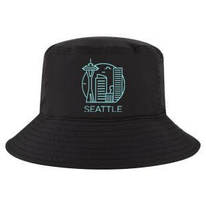 Simple Seattle Downtown Cityscape Emerald Color Cool Comfort Performance Bucket Hat