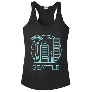 Simple Seattle Downtown Cityscape Emerald Color Ladies PosiCharge Competitor Racerback Tank