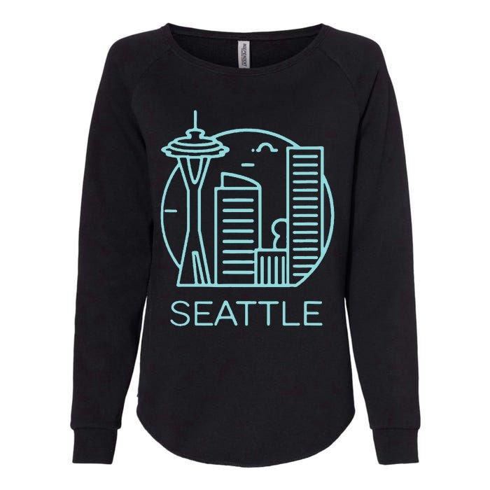 Simple Seattle Downtown Cityscape Emerald Color Womens California Wash Sweatshirt