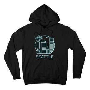 Simple Seattle Downtown Cityscape Emerald Color Tall Hoodie