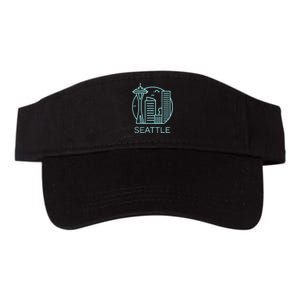 Simple Seattle Downtown Cityscape Emerald Color Valucap Bio-Washed Visor