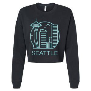 Simple Seattle Downtown Cityscape Emerald Color Cropped Pullover Crew