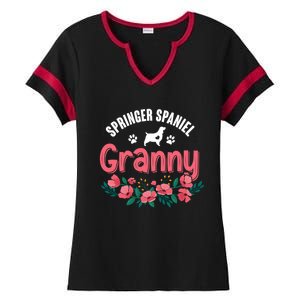 Springer Spaniel Dog Granny Grandma Xmas Dog Lover Christmas Meaningful Gift Ladies Halftime Notch Neck Tee