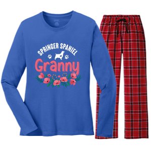 Springer Spaniel Dog Granny Grandma Xmas Dog Lover Christmas Meaningful Gift Women's Long Sleeve Flannel Pajama Set 