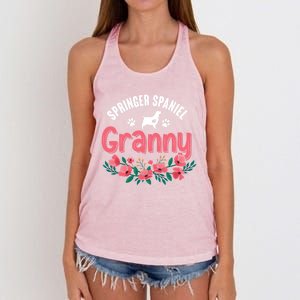 Springer Spaniel Dog Granny Grandma Xmas Dog Lover Christmas Meaningful Gift Women's Knotted Racerback Tank