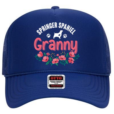 Springer Spaniel Dog Granny Grandma Xmas Dog Lover Christmas Meaningful Gift High Crown Mesh Back Trucker Hat