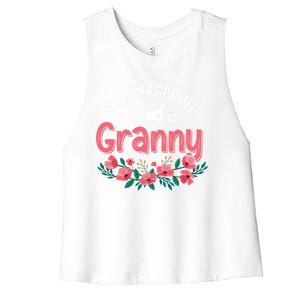 Springer Spaniel Dog Granny Grandma Xmas Dog Lover Christmas Meaningful Gift Women's Racerback Cropped Tank