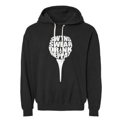 Swing Swear Drink Repeat Player Funny  Golf Lover Garment-Dyed Fleece Hoodie