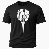 Swing Swear Drink Repeat Player Funny  Golf Lover Cooling Performance Crew T-Shirt