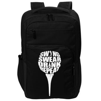 Swing Swear Drink Repeat Player Funny  Golf Lover Impact Tech Backpack